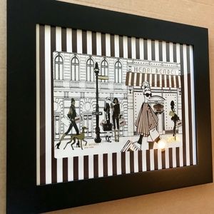 Henri Bendel Megan Hess Shopping Girl Framed Art